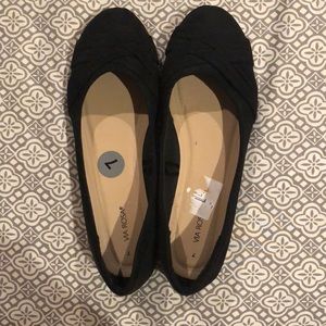 Black velvet braided flats